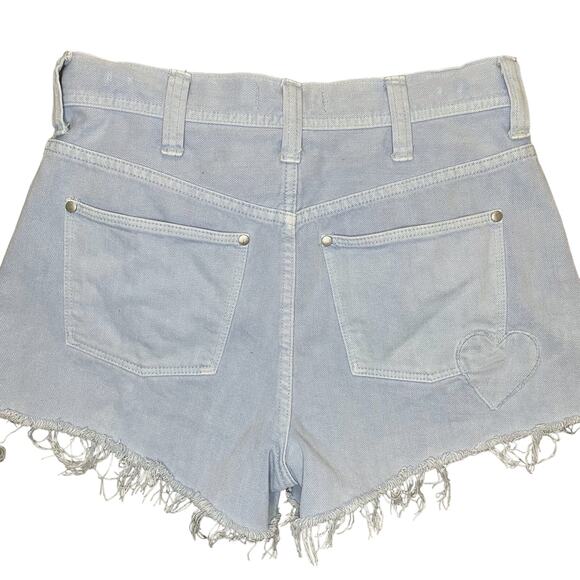 Madewell x Where I Was From Cutoff Jean Shorts Light Blue Heart Patch - Size 26 - Picture 2 of 10